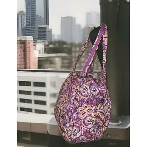 New! Bradley Glenna Tote Bag In Dreamy Tapestry Pattern Purple Quilted 16x11x6